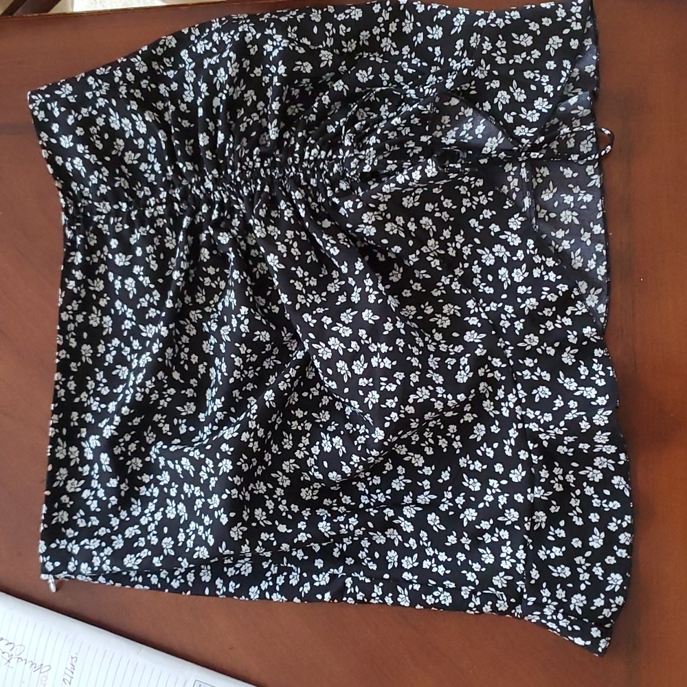 Ruched ruffle hem skirt